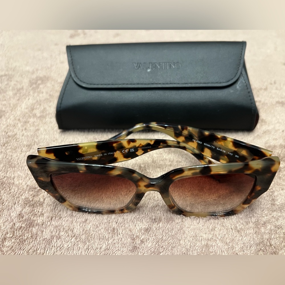 Valentino Brown Tortoise V-Logo Sunglasses